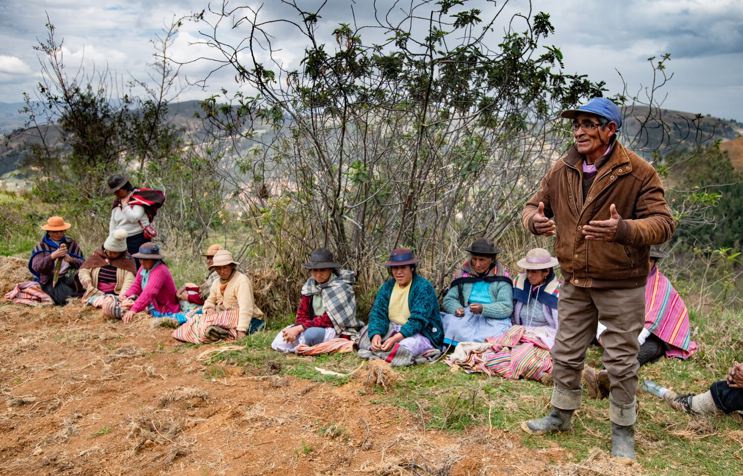 Members of the Colpar community in the highlands of central Peru are lending their voices and sharing their expertise with researchers and breeders from CIP and Grupo Yanapai. The farmers help select the best crop wild relative-derived potatoes based on their assessments in both the field and the kitchen. Photo: Crop Trust/Michael Major. 