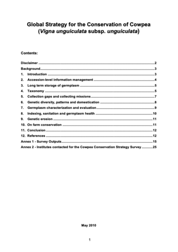 A Global Strategy for the Conservation and Use of Cowpea Genetic Resources