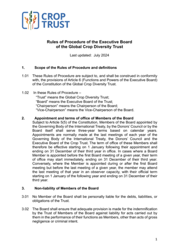 Crop Trust Rules of Procedure of the Executive Board