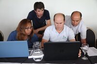 “Genetic resources safeguarded in a genebank are useful only if they are accompanied by data that is easy to access and can be trusted,” says Juan Carlos Alarcón, the GRIN-Global Frontrunner, who is pictured here far right with representatives from (L to R) Bolivia, Uruguay and Paraguay. “The management of information is indispensable to safeguard the diversity of our crops. And, more importantly, to make it available to potential users.”