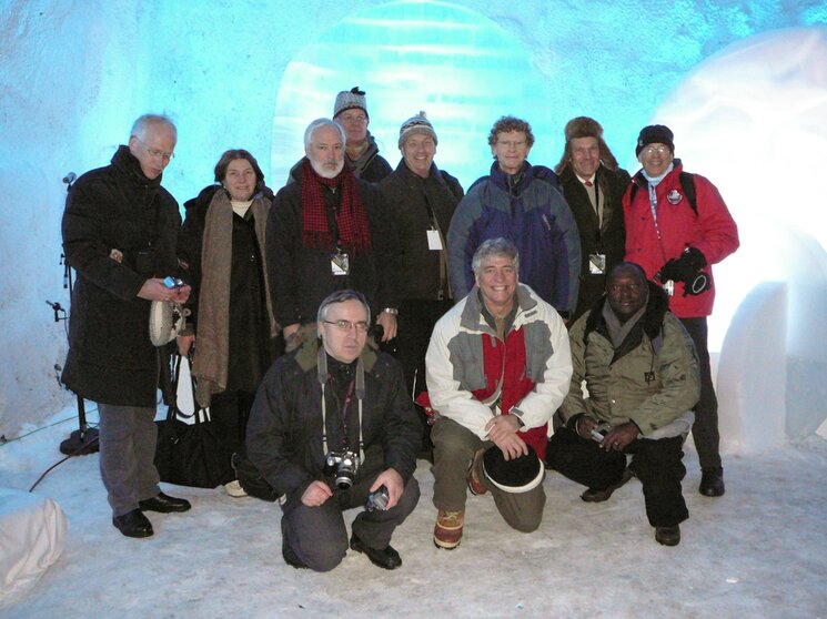 Group posing at the opening of Svalbard Global Seed Vault.