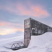 Sunset over Svalbard Seed Vault