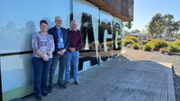 Australian Grains Genebank leader Dr Sally Norton, Crop Trust executive director Dr Stefan Schmitz, and Crawford Fund director Dr Tony Gregson. Photo: Australian Grains Genebank