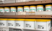 Shelved containers in ICRISAT genebank