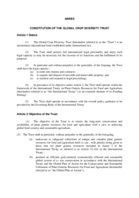 CONSTITUTION OF THE GLOBAL CROP DIVERSITY TRUST 
