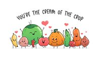 Smiling cartoon fruits and vegetables