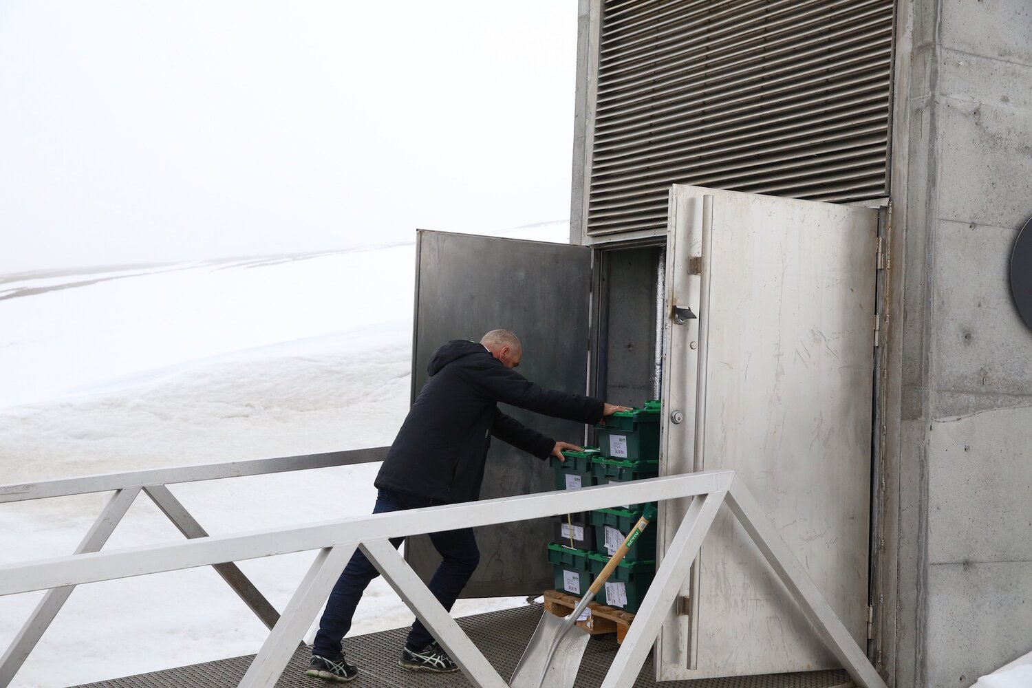 Åsmund Asdal, from the Nordic Genetic Resource Center (NordGen) brings seeds into the Svalbard Global Seed Vault