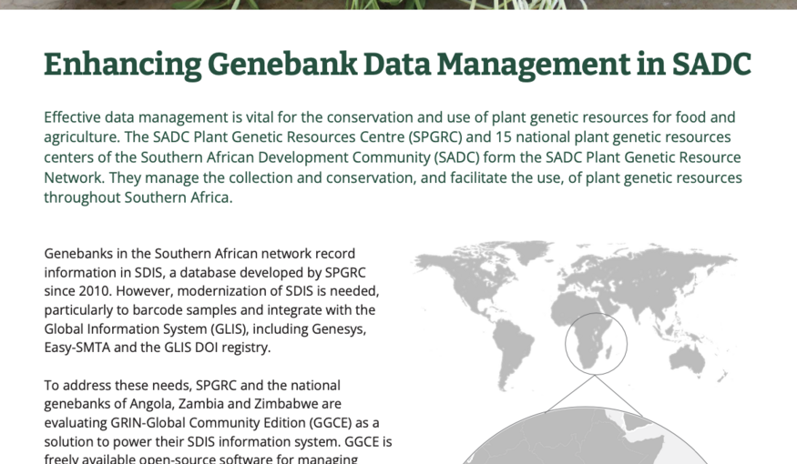 Enhancing Genebank Data Management in SADC
