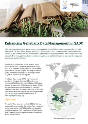 Enhancing Genebank Data Management in SADC