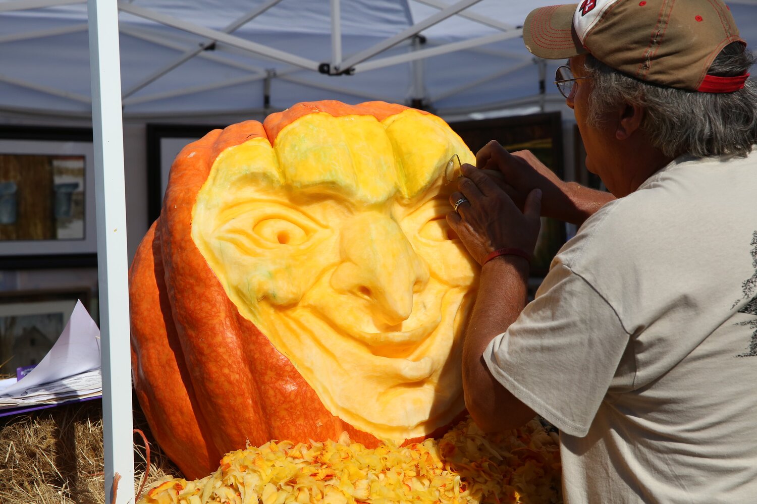 Pumpkin carving at the Southern New England Giant Pumpkin Grower’s Annual Weigh-off. Photo: Crop Trust/Luis Salazar