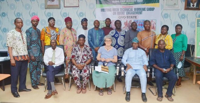 NACGRAB Technical Working Gropu with the Crop Trust Consultant Ewa Weltzien. Photo: Nigerian Tribune.