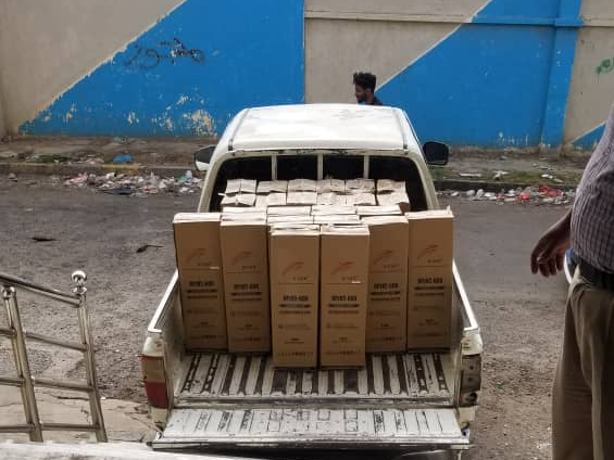 Supplies on a truck at the National Genebank in Yemen