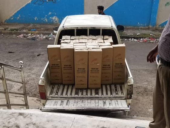 Supplies on a truck at the National Genebank in Yemen
