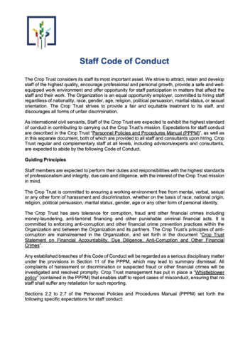 Crop Trust Staff Code of Conduct