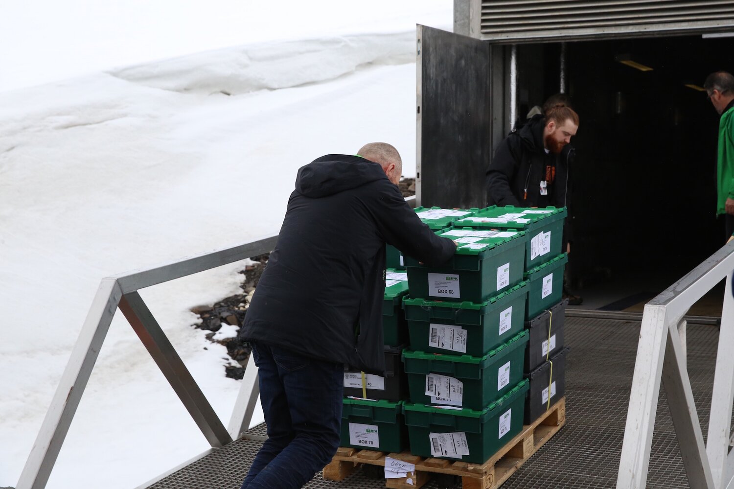 Åsmund Asdal, from the Nordic Genetic Resource Center (NordGen) brings seeds into the Svalbard Global Seed Vault