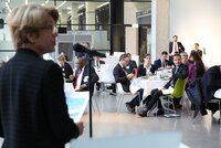 Woman speaking in conference room