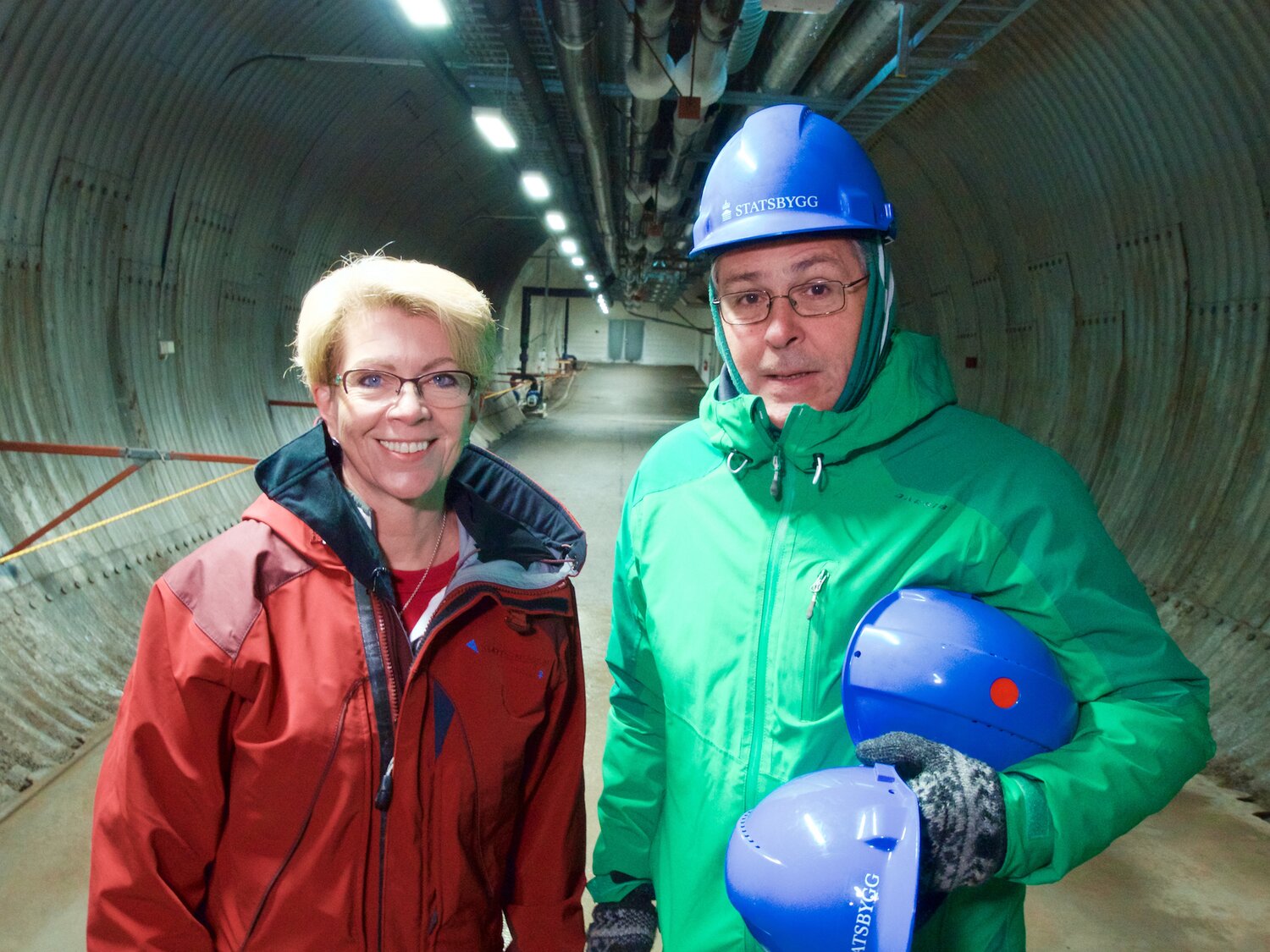 Marie Haga, Crop Trust and Arni Bragason, NordGen, entering Global Seed Vault