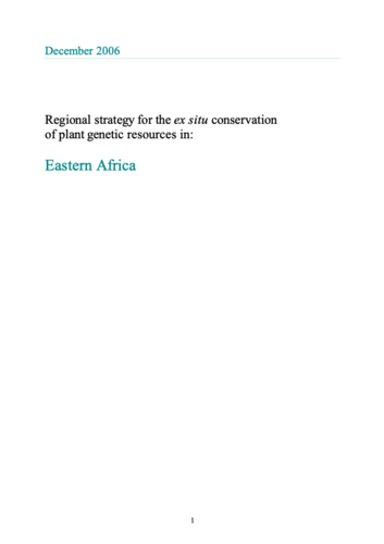 Hemispheric Conservation Strategy: Eastern Africa