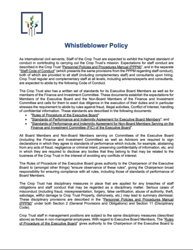 Crop Trust Whistleblower Policy