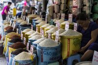 Bags of rice at Vietnam market