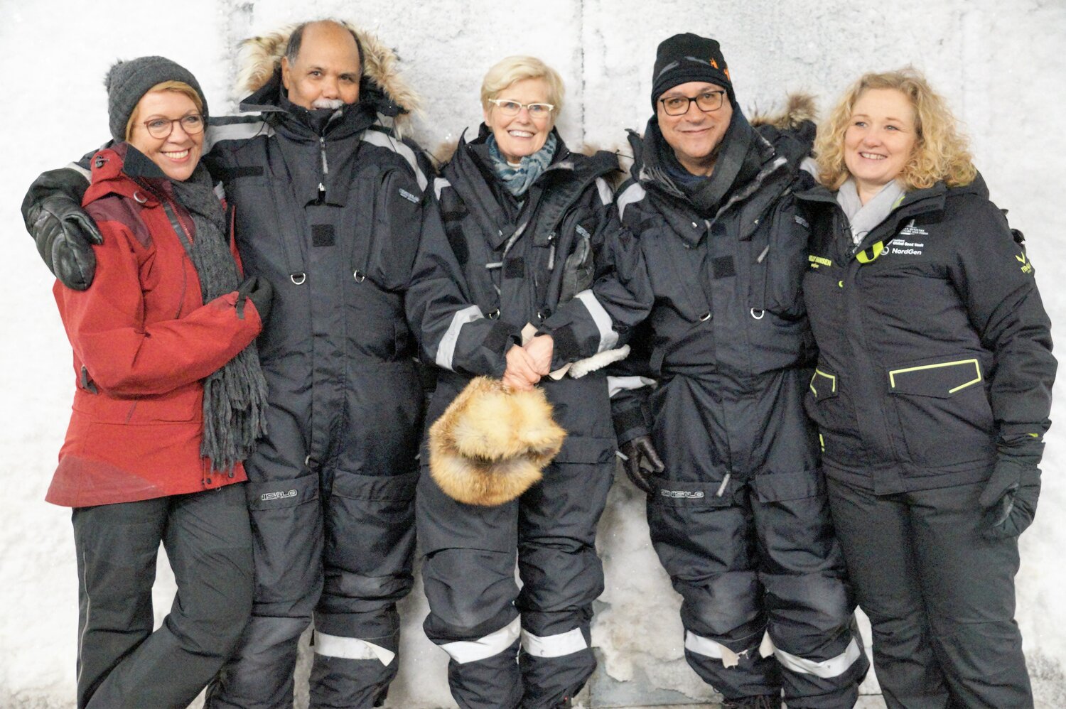 (Left to Right) Marie Haga, Crop Trust Executive Director with Dr. Ahmed Amri, ICARDA's Head of Genetic Resources; Margret Thalwitz, ICARDA Board Chair; Aly Abousabaa, ICARDA Director General and Lise Lykke Steffenson, Director of NordGen inside the Svalbard Global Seed Vault. Photo: Andrea Gros, ICARDA