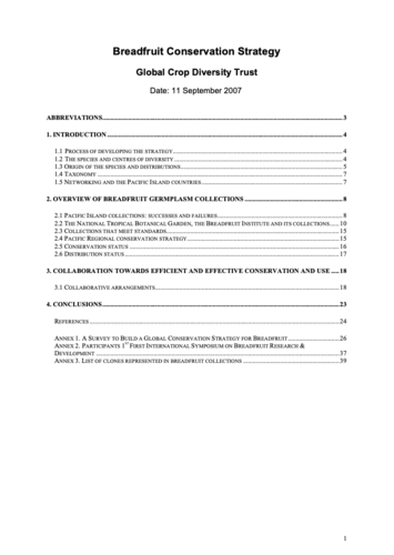 A Global Strategy for the Conservation and Use of Breadfruit Genetic Resources