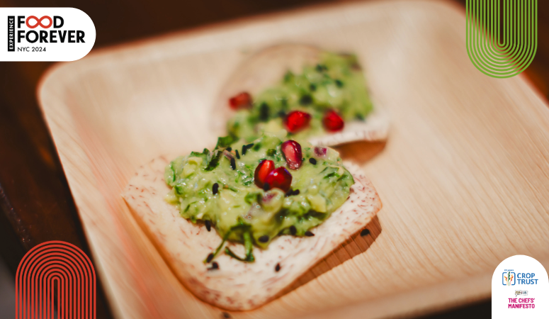 Taro Root Tostadas with Guacamole and Black Sesame