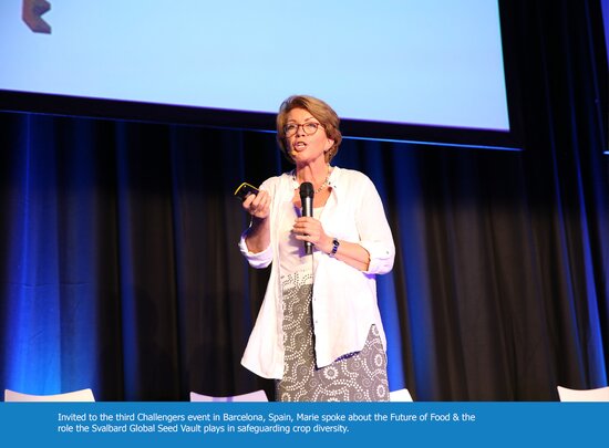 Invited to the third Challengers event in Barcelona, Spain, Marie spoke about the Future of Food & the role the Svalbard Global Seed Vault plays in safeguarding crop diversity.