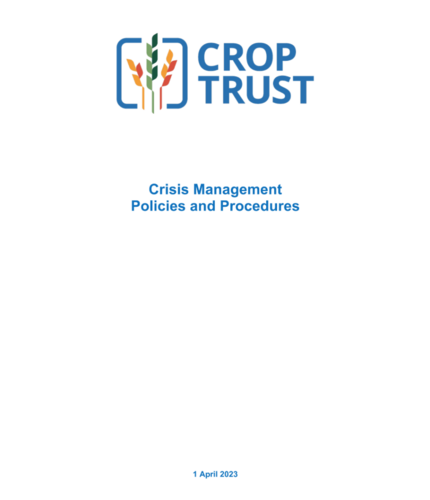 Crop Trust Crisis Management Policies and Procedures