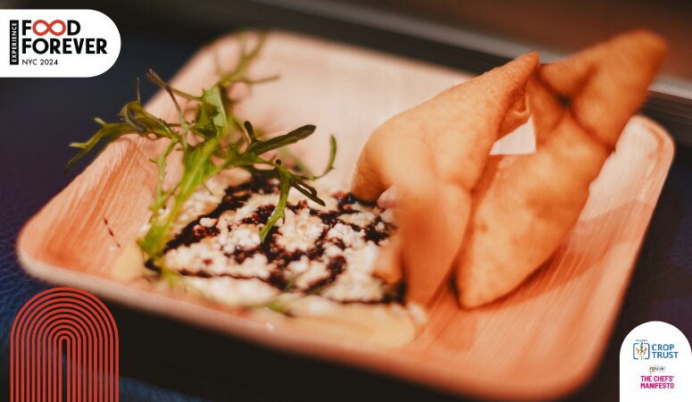Sweetpotato Chips with Queso Fresco and Algarrobina Honey