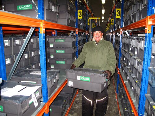 Dr. Ali Shehaded, Rangeland and Pasture germplasm Curator at ICARDA, retrieving ICARDA's seed from the Svalbard Global Seed Vault. Photo credit: NordGen.