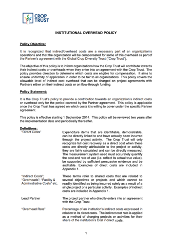 Crop Trust Institutional Overhead Policy