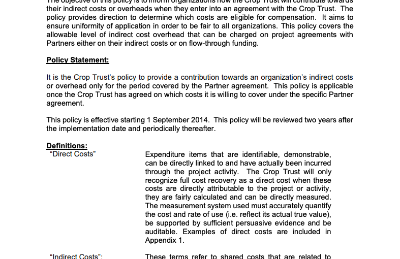 Institutional Overhead Policy