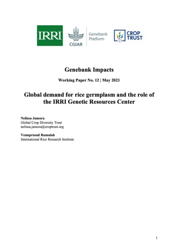 Genebank Impacts - Working Paper No. 12