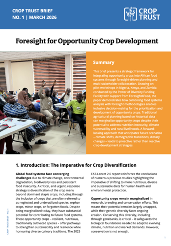 Foresight for Opportunity Crop Development