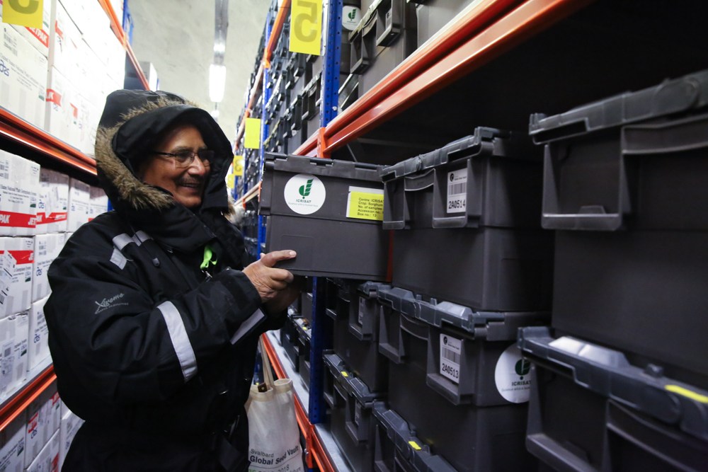 Dr. Upadhyaya inside Svalbard Global Seed Vault.