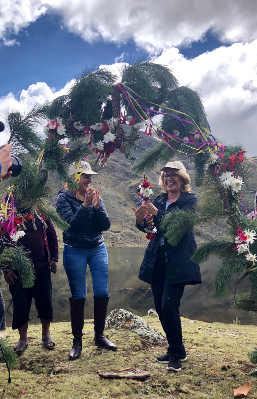 Crop Trust Executive Director, Marie Haga, and Vice President of Peru, Mercedes Aráoz, inaugurate the wild potato reserve at the Potato Park in Cusco, Peru. 